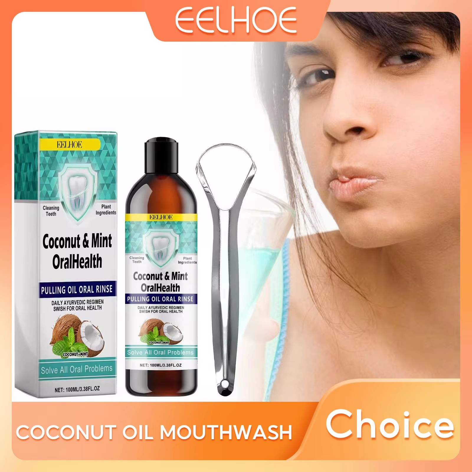 Coconut Oil Pull - EELHOE мятное кокосовое масло, жидкость для